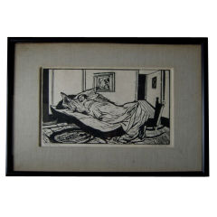Vintage Will Barnet woodcut from 1939 titled and signed Early Morning
