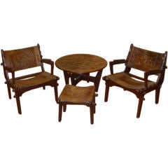 Rare 4 pc set Peace Corps Ocepa Leather Furniture 1960's Ecuado
