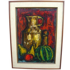 1962 Oil on board by noted French artist Pierre Mas dated 1962