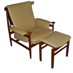 Elegant Finn Juhl Designed Bwana Chair & Ottoman in leather