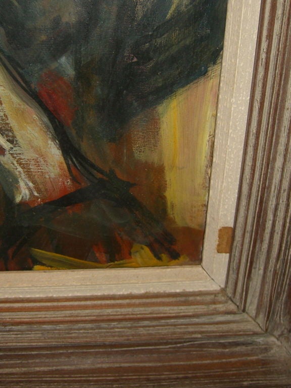 Wonderful oil girl on a carnival ride signed Lion 57 1