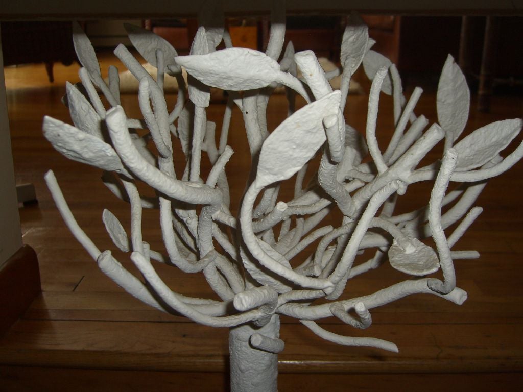 Nice 1960s painted iron twig tree lamps with great painted shade