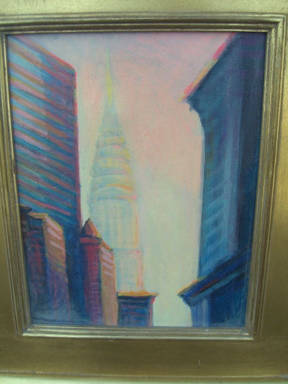 American Acrylic on canvas of Chrysler Building by NY artist Sandra Rubel