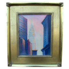 Used Acrylic on canvas of Chrysler Building by NY artist Sandra Rubel
