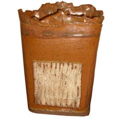 Used Nice terracotta art pottery vessel or sculpture signed J Bessett