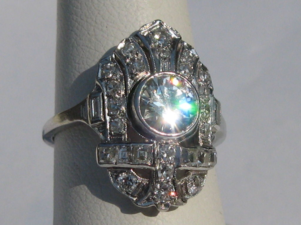 Art Deco Ladies 1920's diamond ring hand crafted platinum mount 6