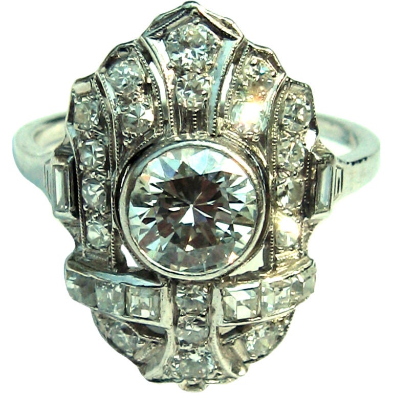 Art Deco Ladies 1920's diamond ring hand crafted platinum mount