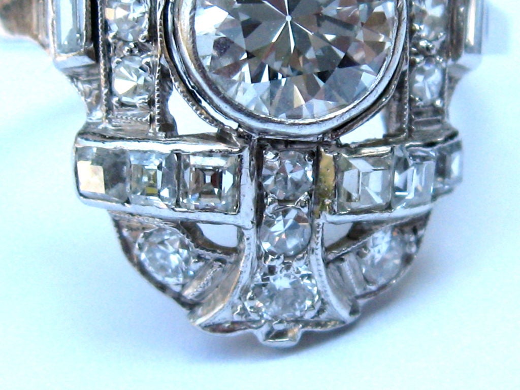 American Art Deco Ladies 1920's diamond ring hand crafted platinum mount
