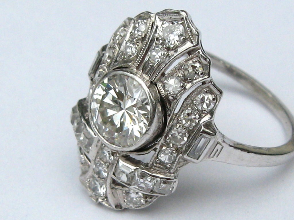 20th Century Art Deco Ladies 1920's diamond ring hand crafted platinum mount