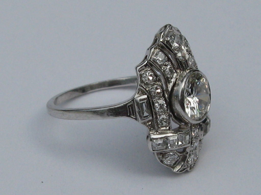Art Deco Ladies 1920's diamond ring hand crafted platinum mount 1