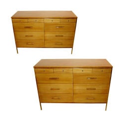 Pair of Paul Mccobb for Calvin chests unusual pulls & 10 drawers