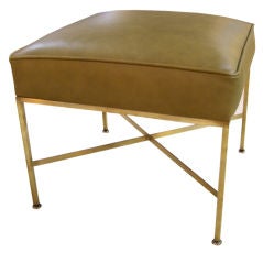 Paul Mccobb Leather and Brass legged bench
