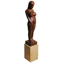 Wonderful wood sculpture of a nude woman signed Saito 75