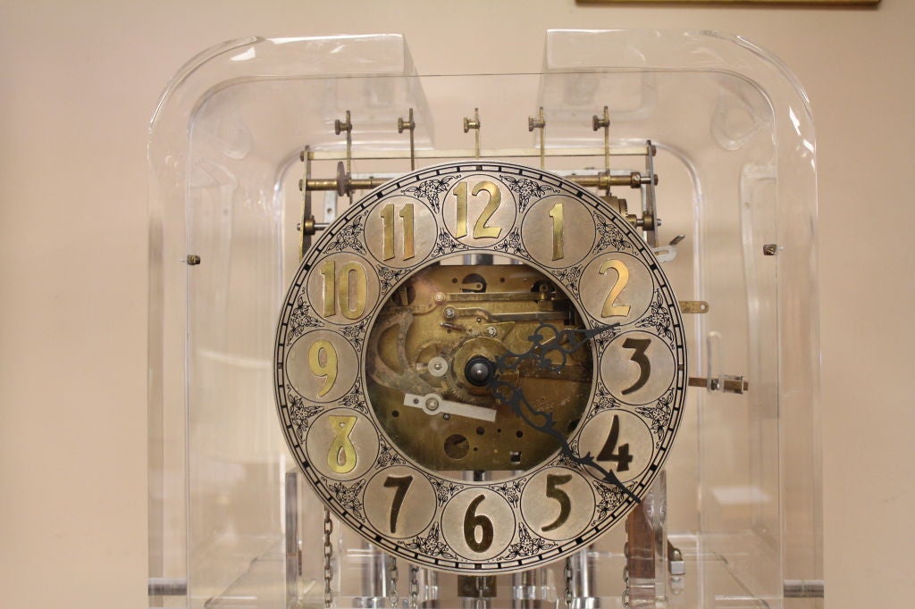 1960's Musical Lucite Grandmother Or Grandfather Clock