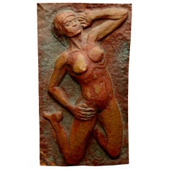 Wonderful Hand Hammered Copper Plate Nude Black Woman