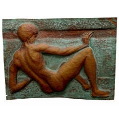 Hand Hammered Copper Plaque of a Nude Black Woman