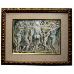 Charles Burdick Mixed-Media on Board Nude Women Dancing, 1965 4