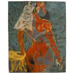 Vintage Great signed oil on canvas of a nude black woman