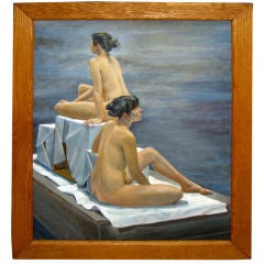 Beautiful Oil on canvas of 2 serene nude women Elizabeth Page