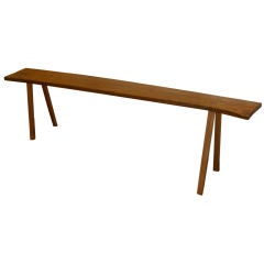 American Craftsmans solid oak free edge slab console table
