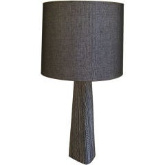 1950's terracotta lamp w/ orginal shade looks like cerused oak