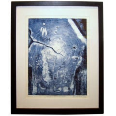 Wonderful 1977 NY Lithograph Titled "A Glance Through The Window" 5