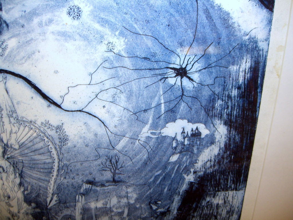 Americano Splendida litografia di NY del 1977 intitolata 