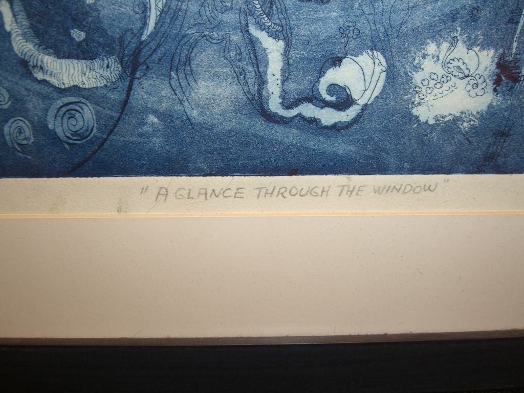 Merveilleuse lithographie new-yorkaise de 1977 intitulée « A Glance Through The Window ». en vente 2