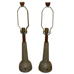 Pair of signed martz lamps with original finials