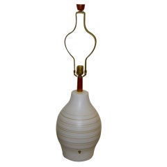 Nice large ceramic lamp signed Martz w/ original finial