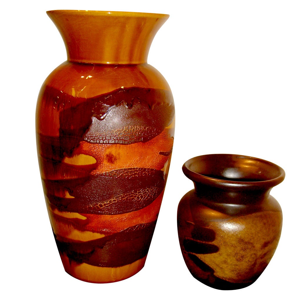 Nice pair of Haeger earth wrapped vases