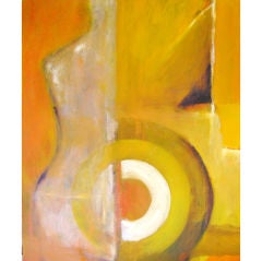 Figurative abstract painting with target by Victor Mirabelli