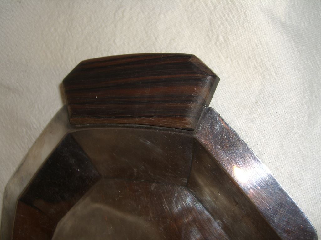 Mid-20th Century French Art Deco period Silver plated Crumber set ebony handles