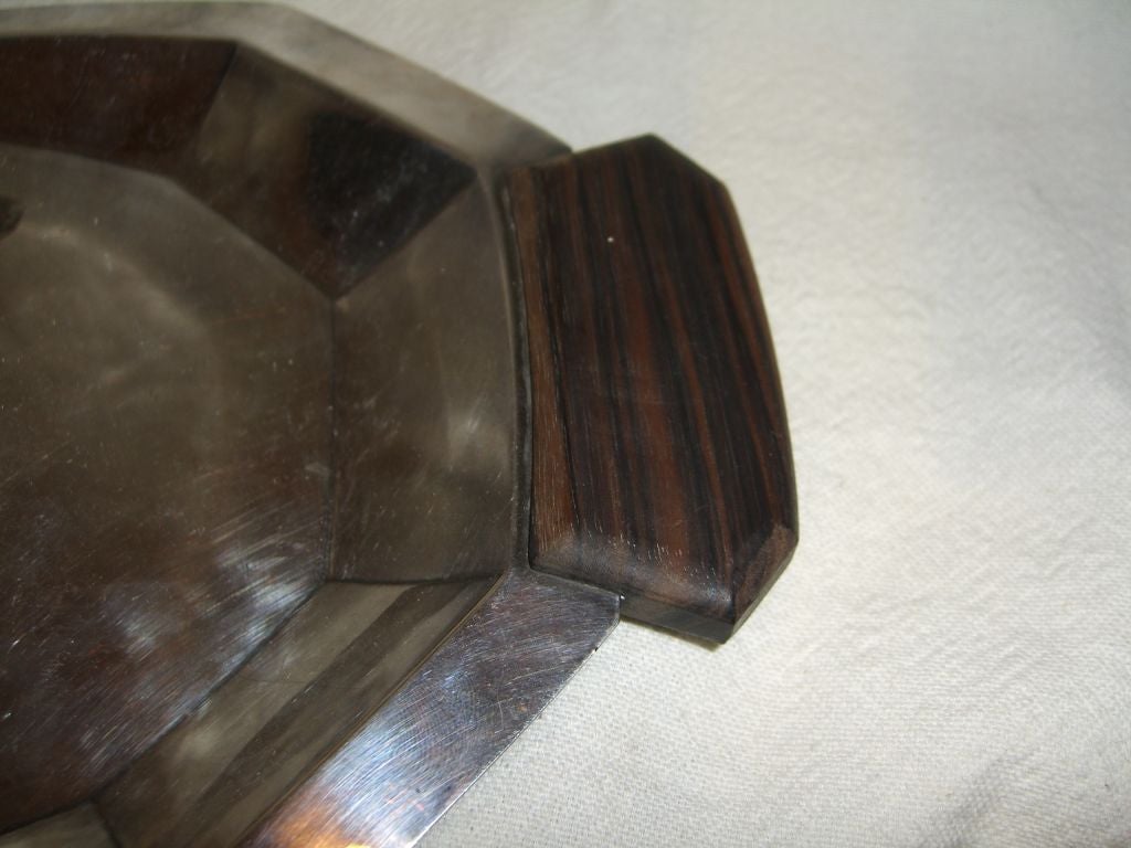 Silver Plate French Art Deco period Silver plated Crumber set ebony handles