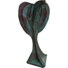 Unusual large wood copperclad hand hammered sculpture of a Cobra