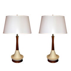 Vintage A Pair  Of Mid Century Modern Danish Table Lamps