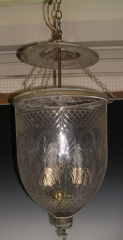 Anglo-Indian 11 1/2" Dia. Clear Cut Crystal Bell Jar Lantern