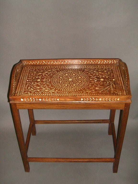 Companion Pair Of Anglo-Indian Ivory Inlaid Trays On Stands 2