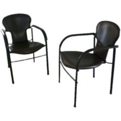 SET OF EIGHT LEATHER ARMCHAIRS