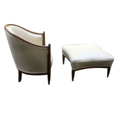 RUHLMAN STYLE ARM  CHAIR WITH OTTOMAN