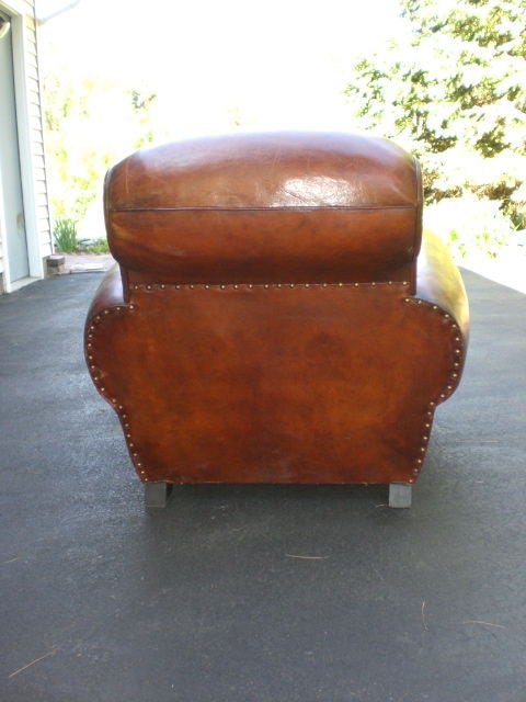 Mid-20th Century LARGE PAIR OF FRENCH LEATHER CLUB CHAIRS