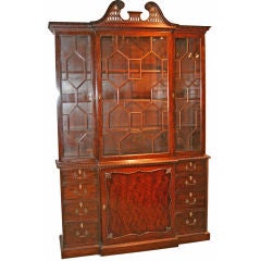 Antique English Mahogany Breakfront Bookcase/Display Case