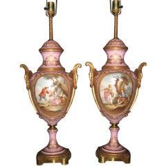 Pair of Sevres Urns made into Lamps
