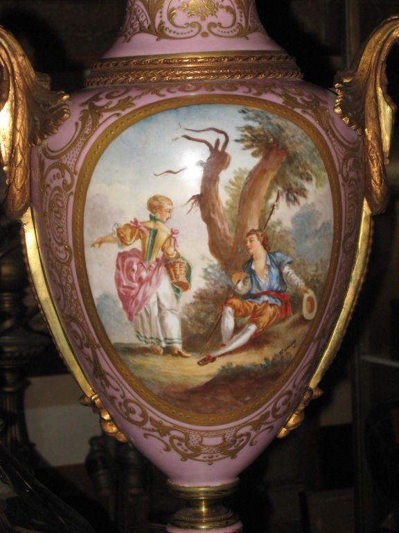 Pair of Sevres Urns made into Lamps