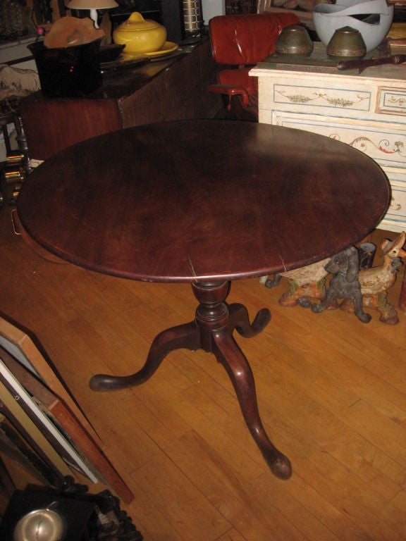 Georgian Mid 18thc Tilt Top Breakfast/Game Table-Top made from one Solid Piece of Mahogany