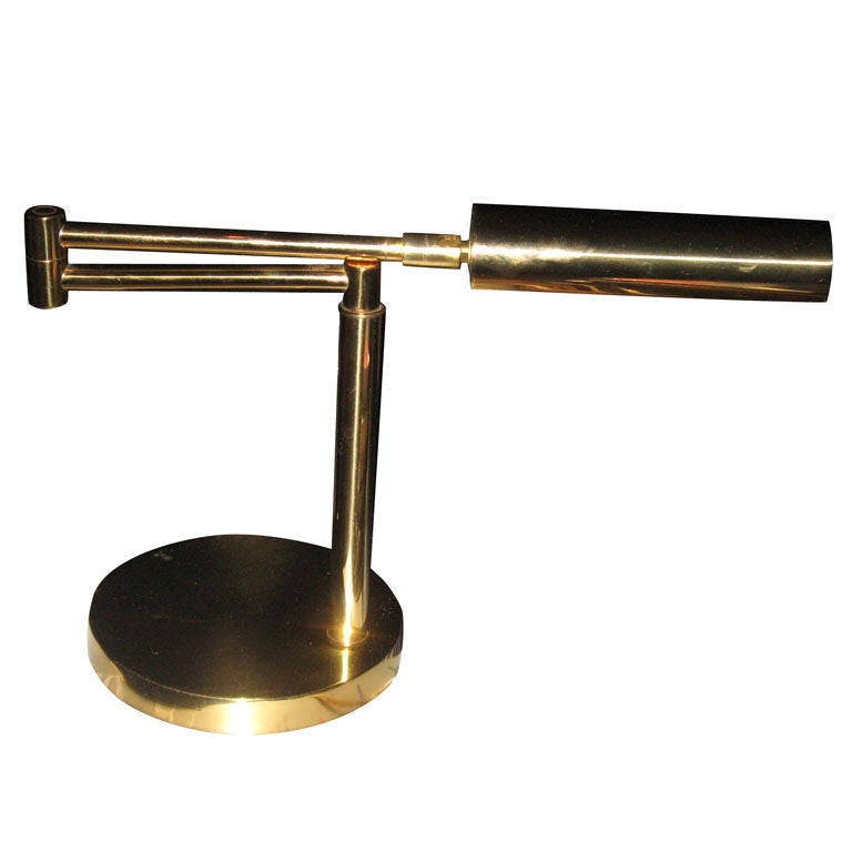 Mid-Century Brass Swing Table or Desk Lamp by Koch & Lowy For Sale