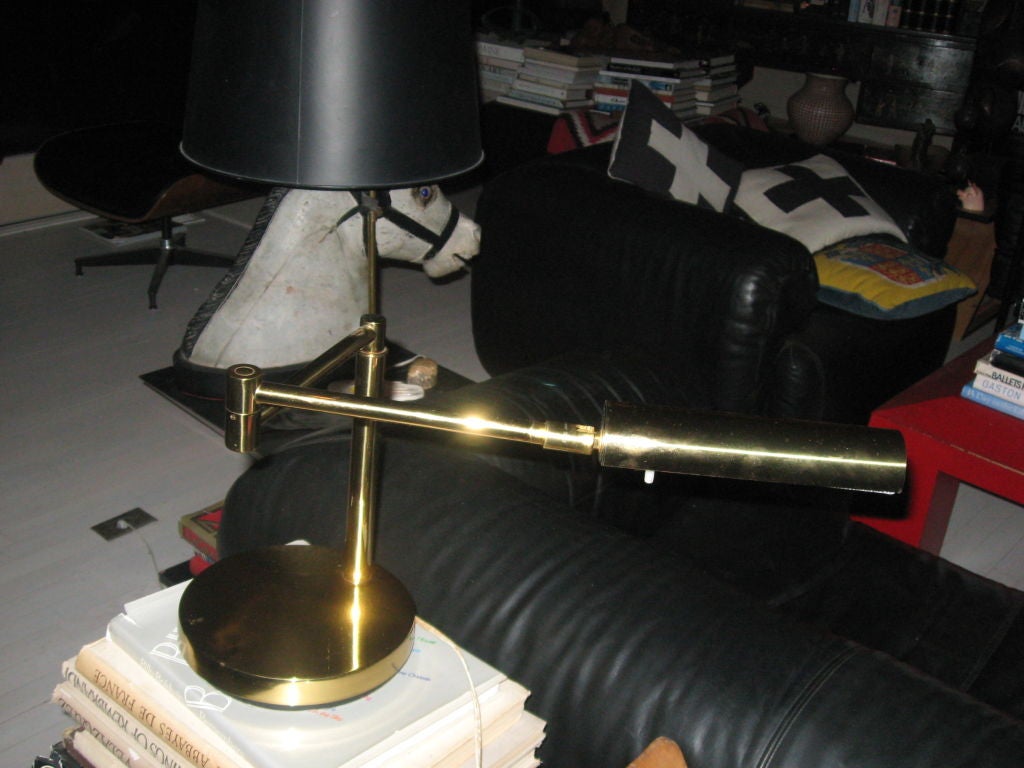 American Mid-Century Brass Swing Table or Desk Lamp by Koch & Lowy For Sale