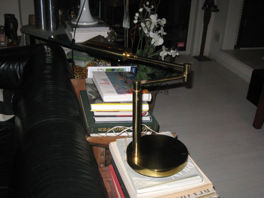 Mid-Century Brass Swing Table or Desk Lamp by Koch & Lowy In Good Condition For Sale In Water Mill, NY