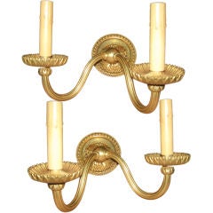 E.F.Caldwell Pair of Louis XVI Style Dore Bronze Sconces 1