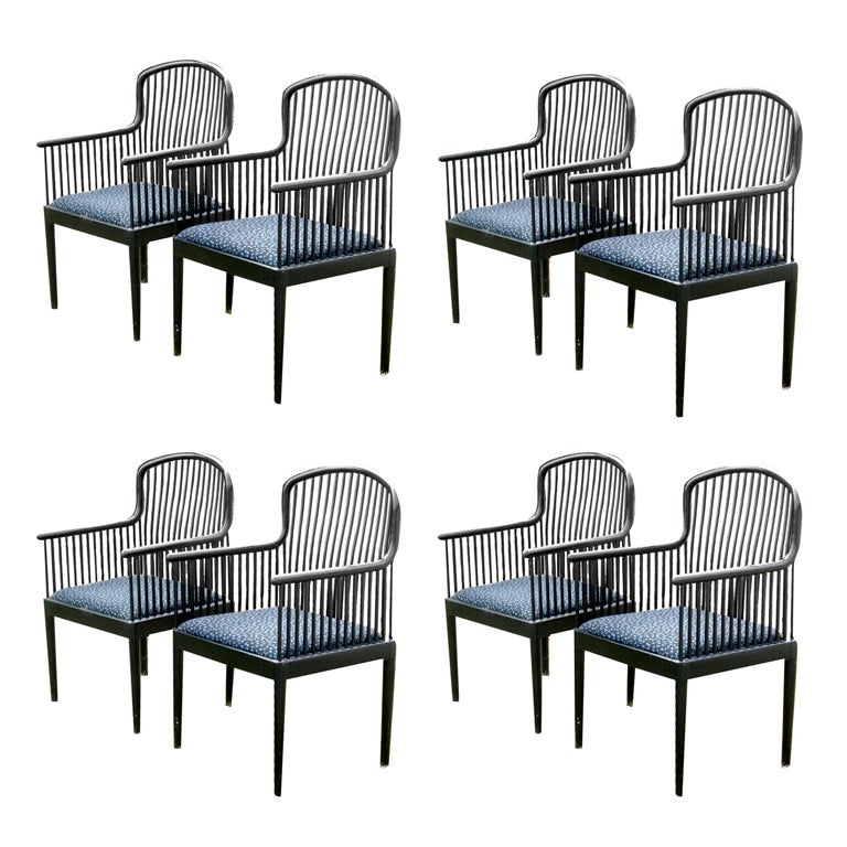 Eight Andover Ebonized Dining Chairs by Stendig